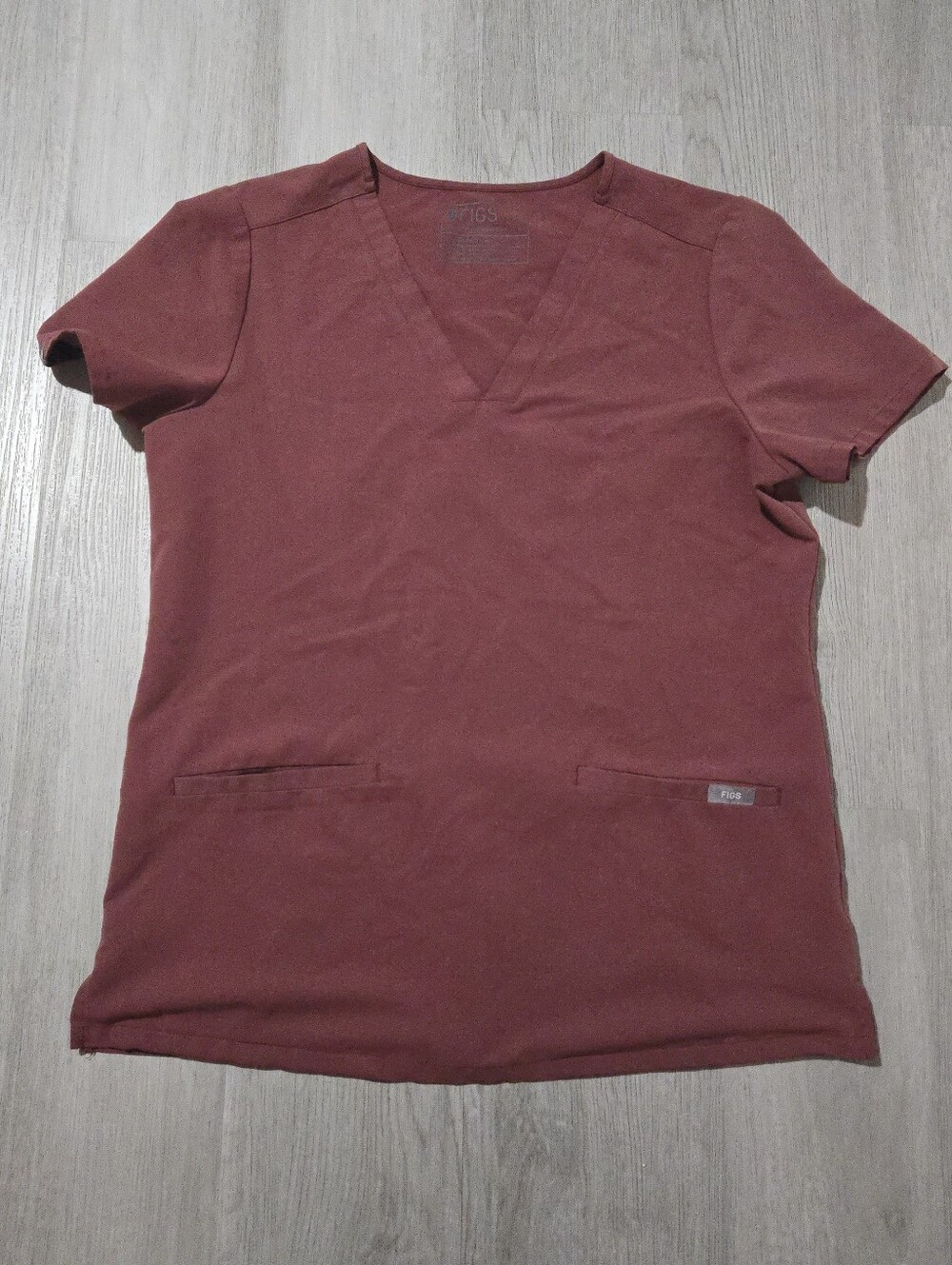 FIGS Dark Cherry Casma Scrub Top, Size S